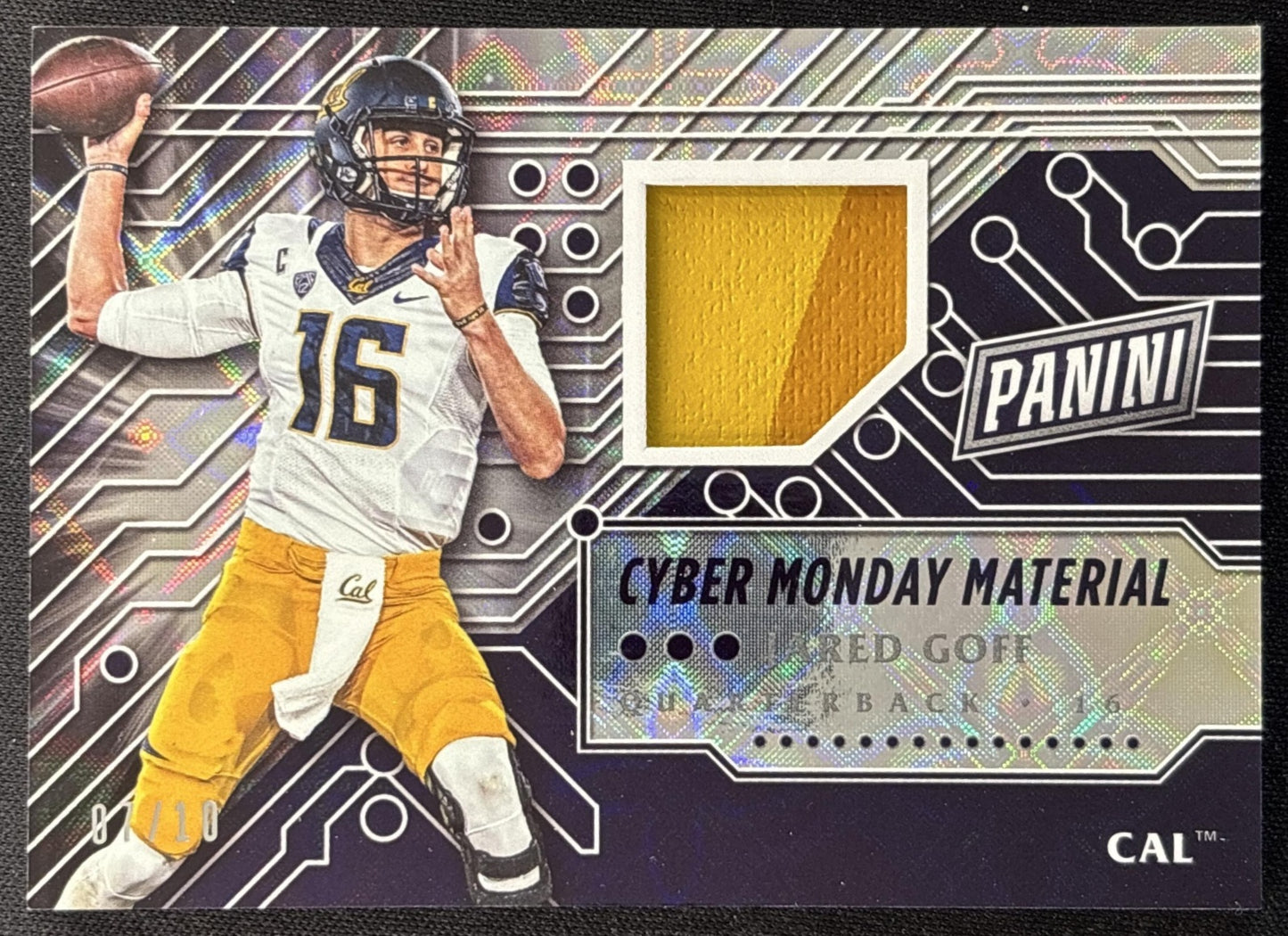 Jared Goff 2016 Cyber Monday Materials Patch /10 Lions Sports Trading Cards