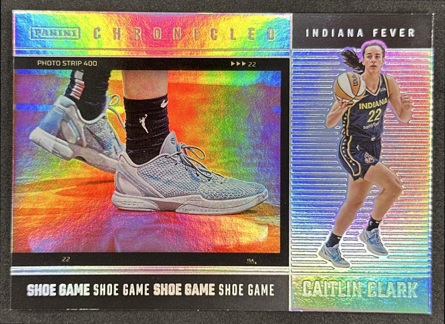 Caitlin Clark 2025 Panini Chronicled Shoe Game Holo Fever 80 Indiana Fever