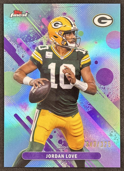 Jordan Love 2025 Topps Finest Sky Blue Refractor /325 Packers Green Bay Packers