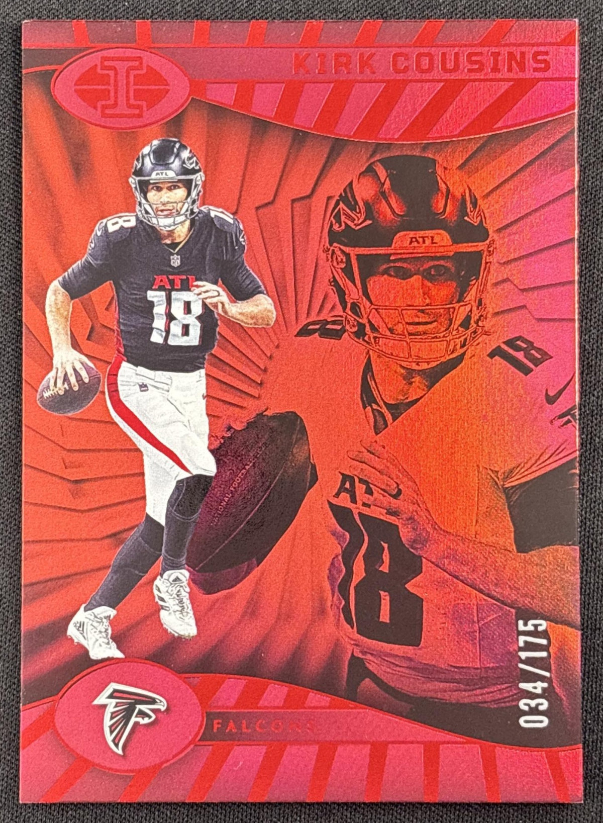 Kirk Cousins 2024 Panini Illusions Red Trophy Collection /175 Falcons