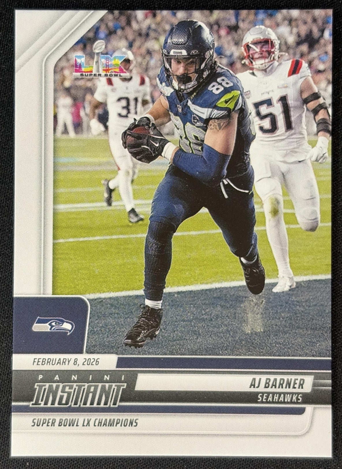 AJ Barner 2026 Panini Instant Super Bowl LIX Champions Seattle Seahawks front