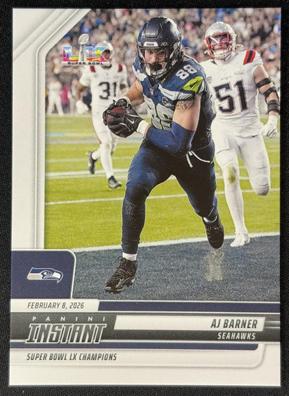 AJ Barner 2026 Panini Instant Super Bowl LIX Champions Seattle Seahawks front