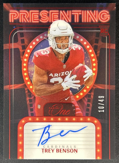 Trey Benson 2024 Panini One Presenting Red /49 Cardinals Front