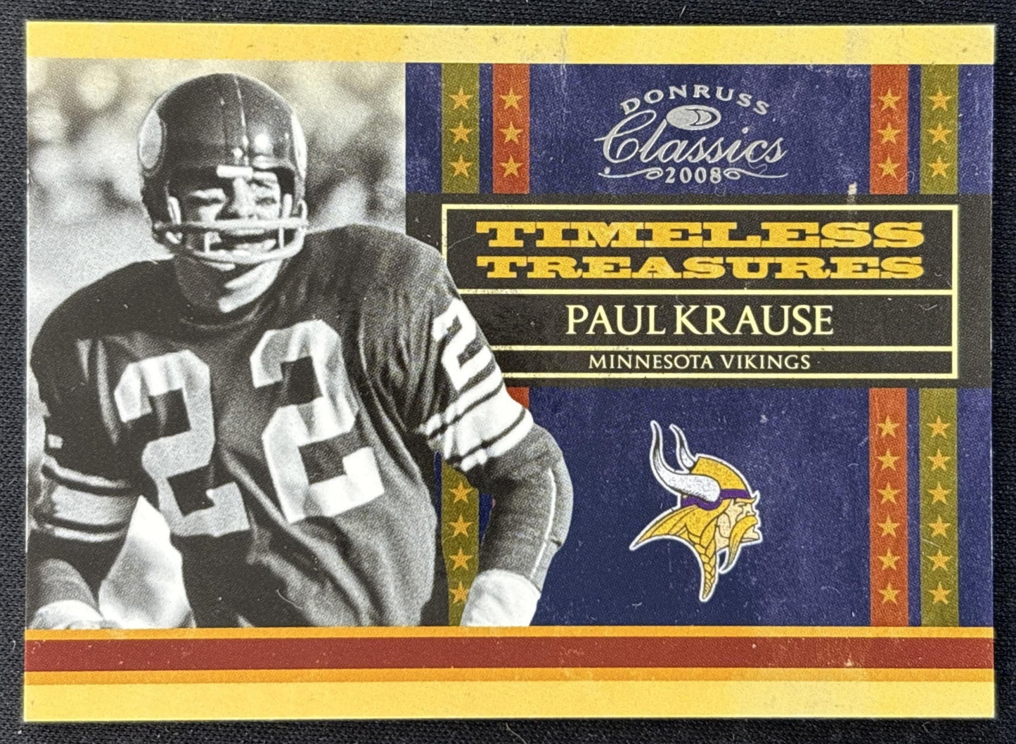 Paul Krause 2008 Donruss Classics Timeless Treasures /1000 Vikings Sports Trading Cards