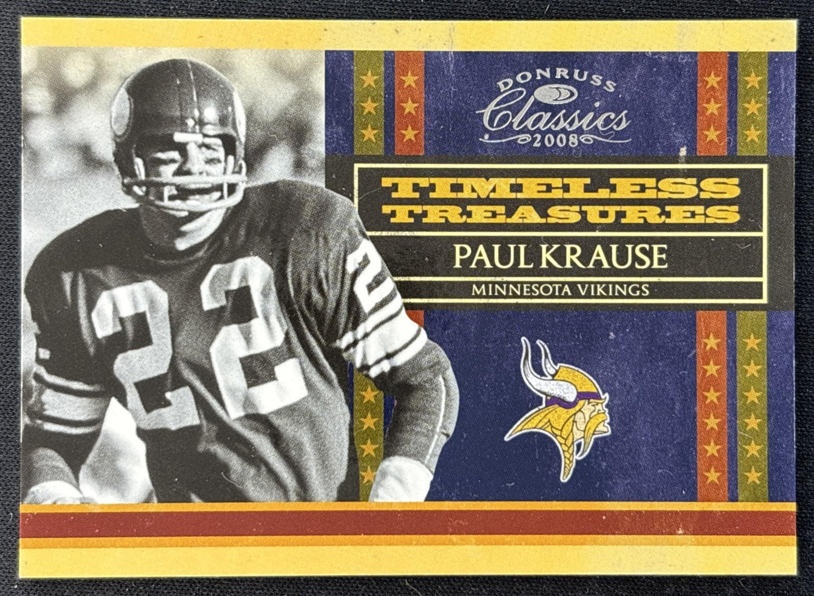 Paul Krause 2008 Donruss Classics Timeless Treasures /1000 Vikings Sports Trading Cards