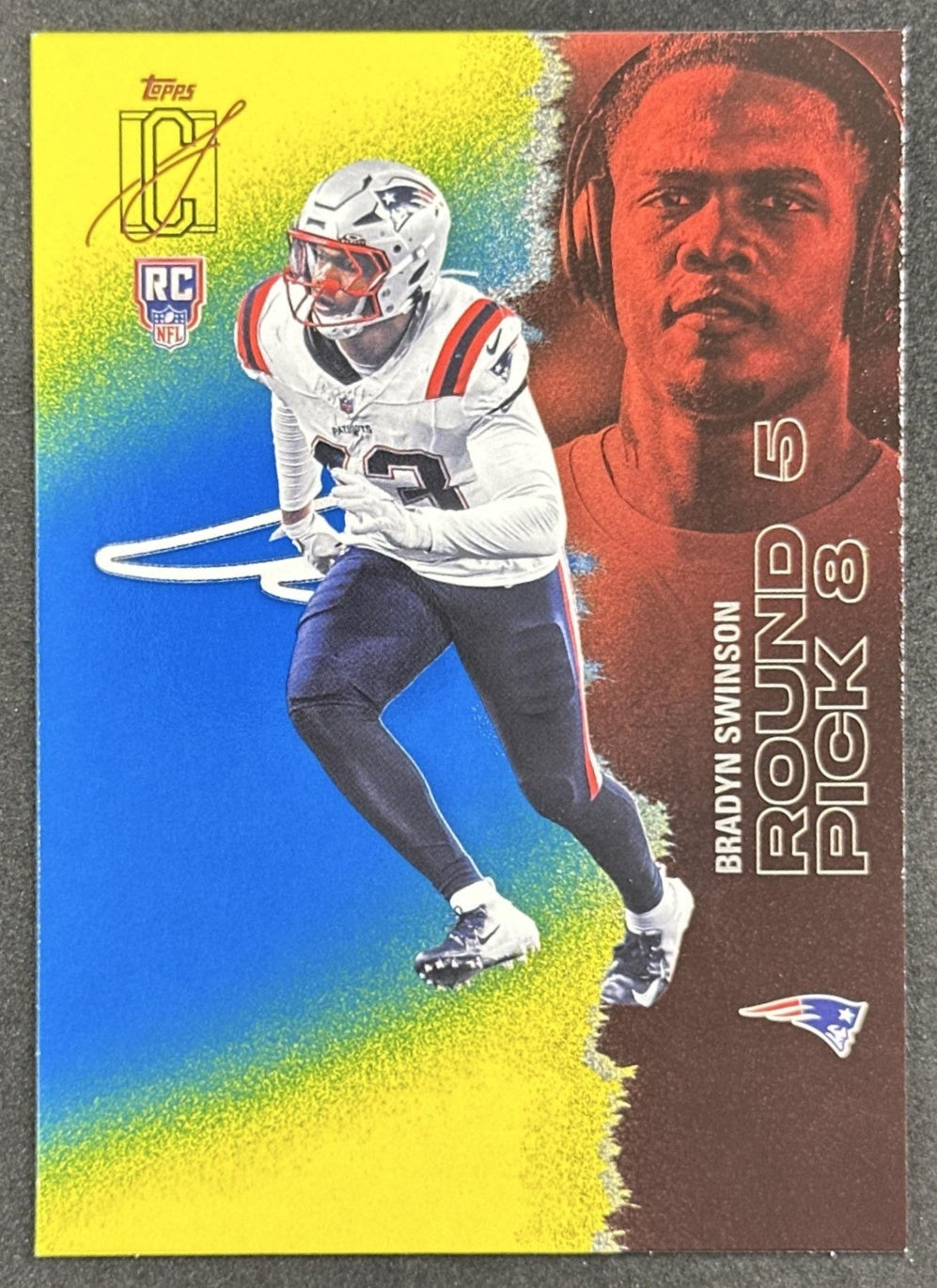 Bradyn Swinson 2025 Topps Signature Class Rookie Blue & Yellow Foil Patriots front