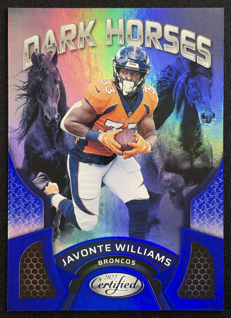 Javonte Williams 2022 Panini Certified Dark Horses Mirror Blue /75 Broncos Denver Broncos