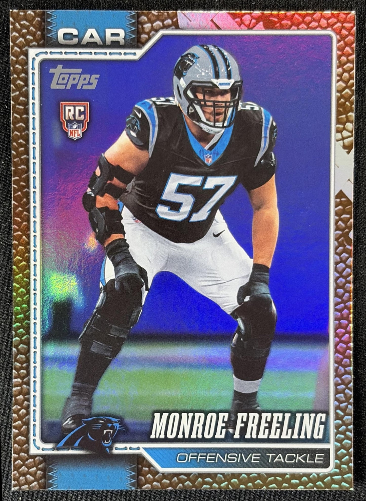 Monroe Freeling 2026 Topps Football Leather Foil Panthers front