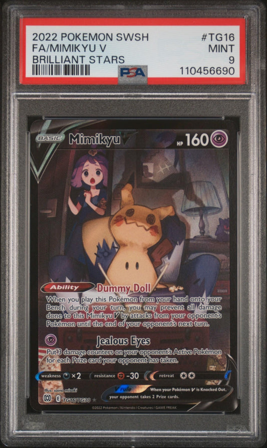 Mimikyu V 2022 Sword & Shield Brilliant Stars Trainer Gallery PSA 9 - Front