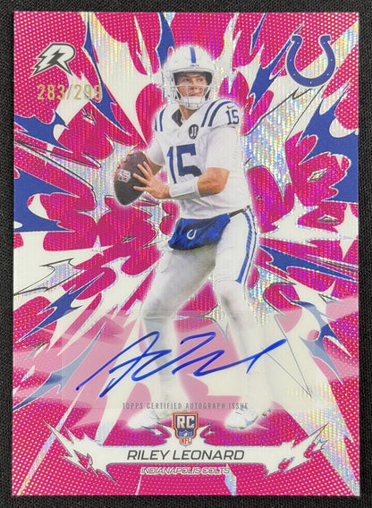 Riley Leonard 2025 Topps Resurgence Rookie Signatures Magenta Surge Refractor /299 Colts