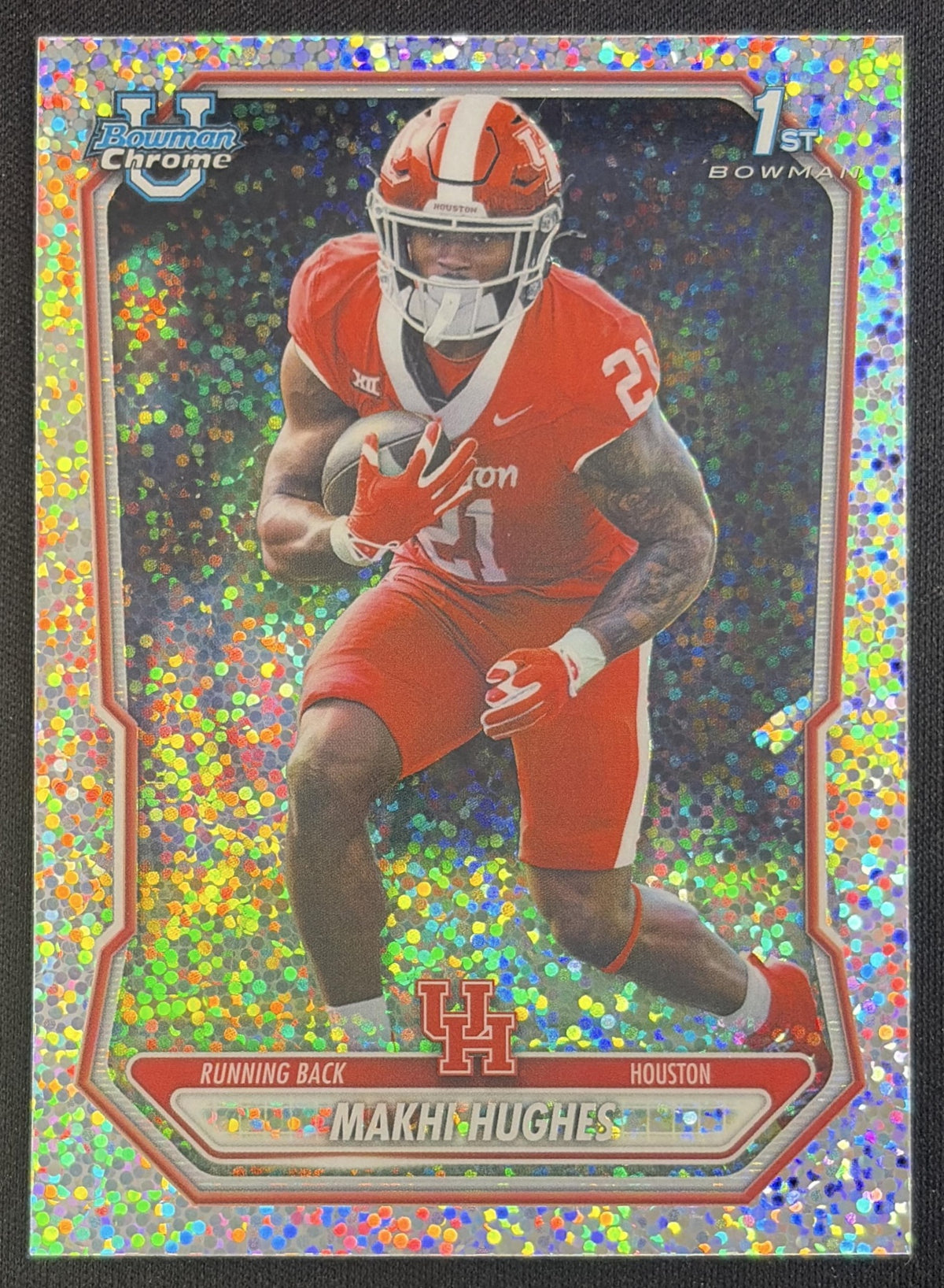 Makhi Hughes 2026 Bowman Chrome Prospects Speckle Refractor Cougars Sports Trading Card