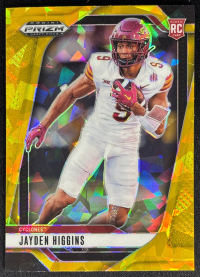 Jayden Higgins 2025 Panini Prizm Draft Picks Gold Ice Texans Sports Trading Card