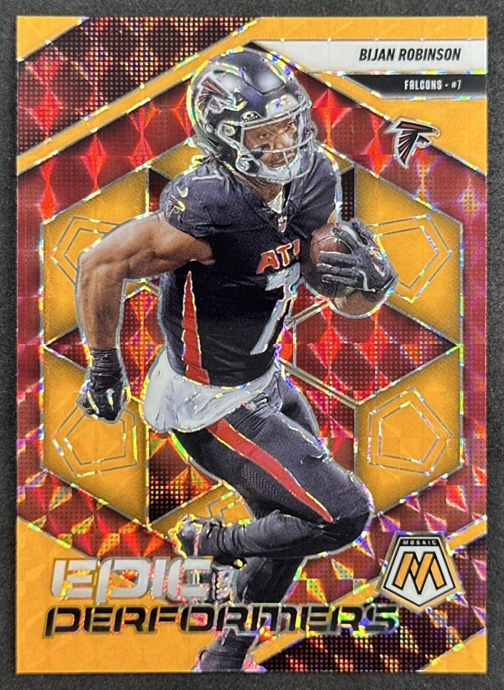 Bijan Robinson 2025 Panini Mosaic Epic Performers Mosaic Prizm Falcons front