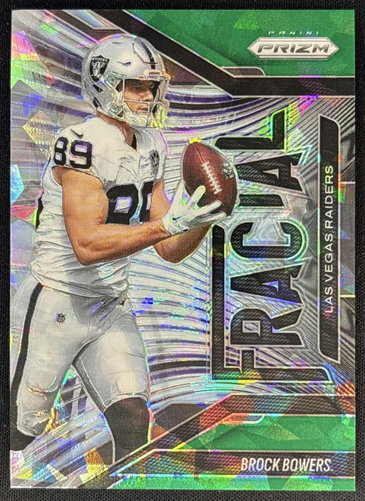 Brock Bowers 2025 Panini Prizm Fractal Green Ice Raiders