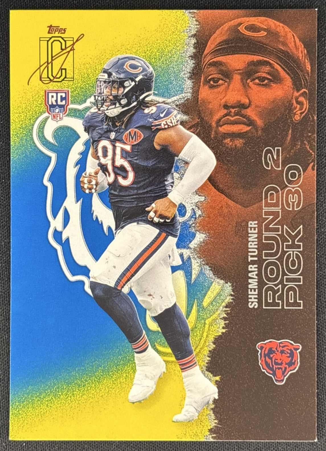 Shemar Turner 2025 Topps Signature Class Rookie Blue & Yellow Foil Bears front