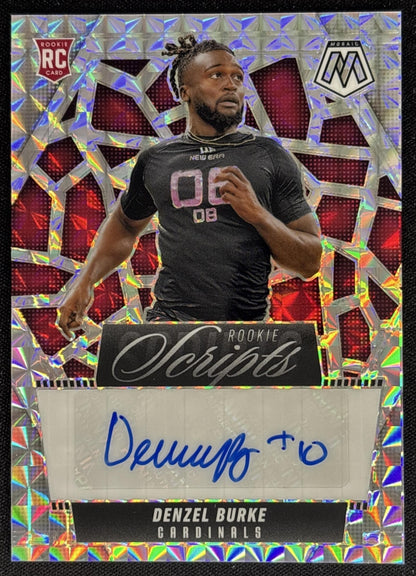 Denzel Burke 2025 Panini Mosaic Rookie Scripts Cardinals
