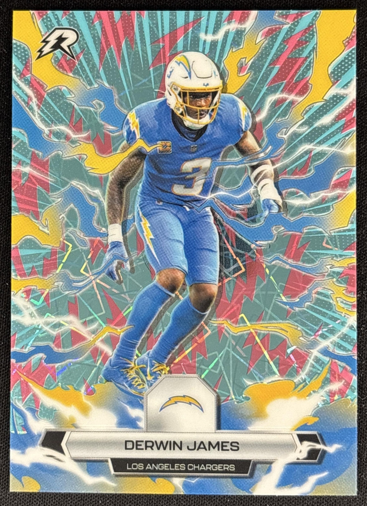 Derwin James 2025 Topps Resurgence Sky Blue and Pink Shock Refractor Chargers