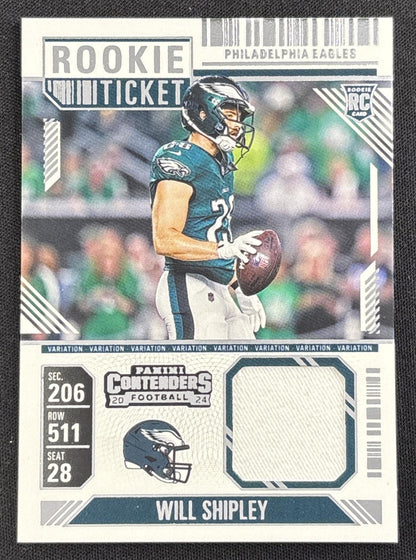 Will Shipley 2024 Panini Contenders Rookie Ticket Swatches Eagles