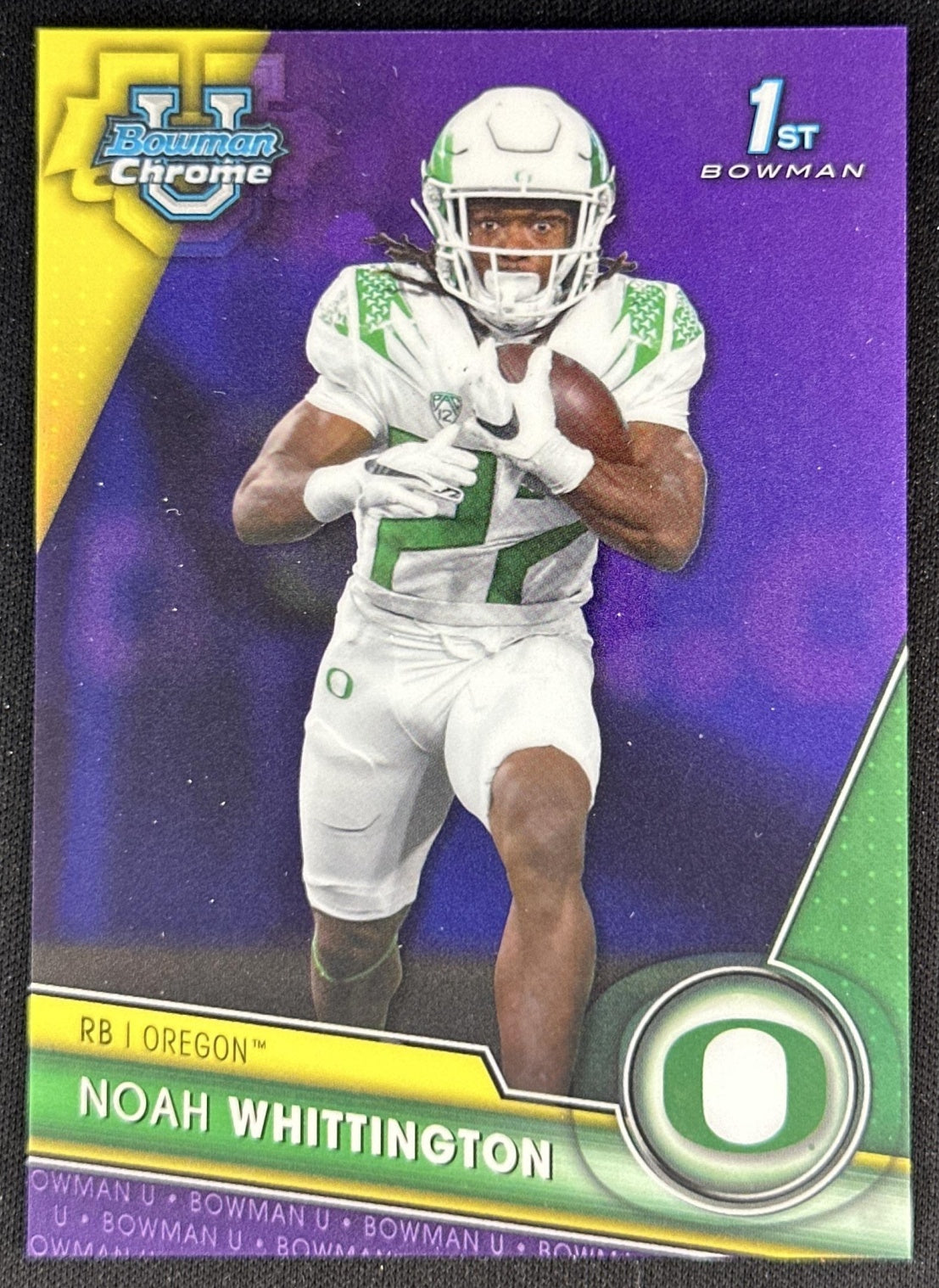 Noah Whittington 2023 University Chrome Purple Mini Diamond Refractor /399 Ducks front