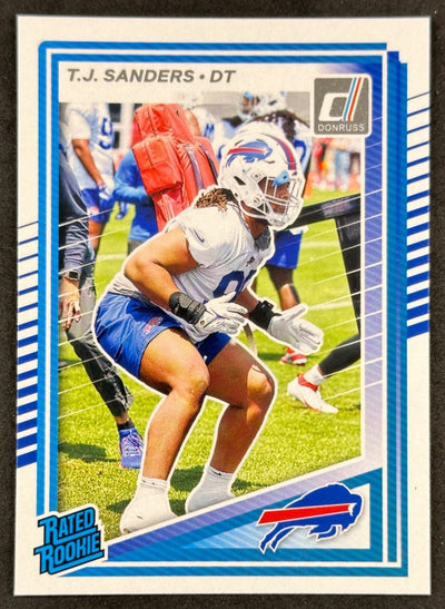 T.J. Sanders 2025 Donruss Optic Rated Rookie Preview Bills Sports Trading Cards