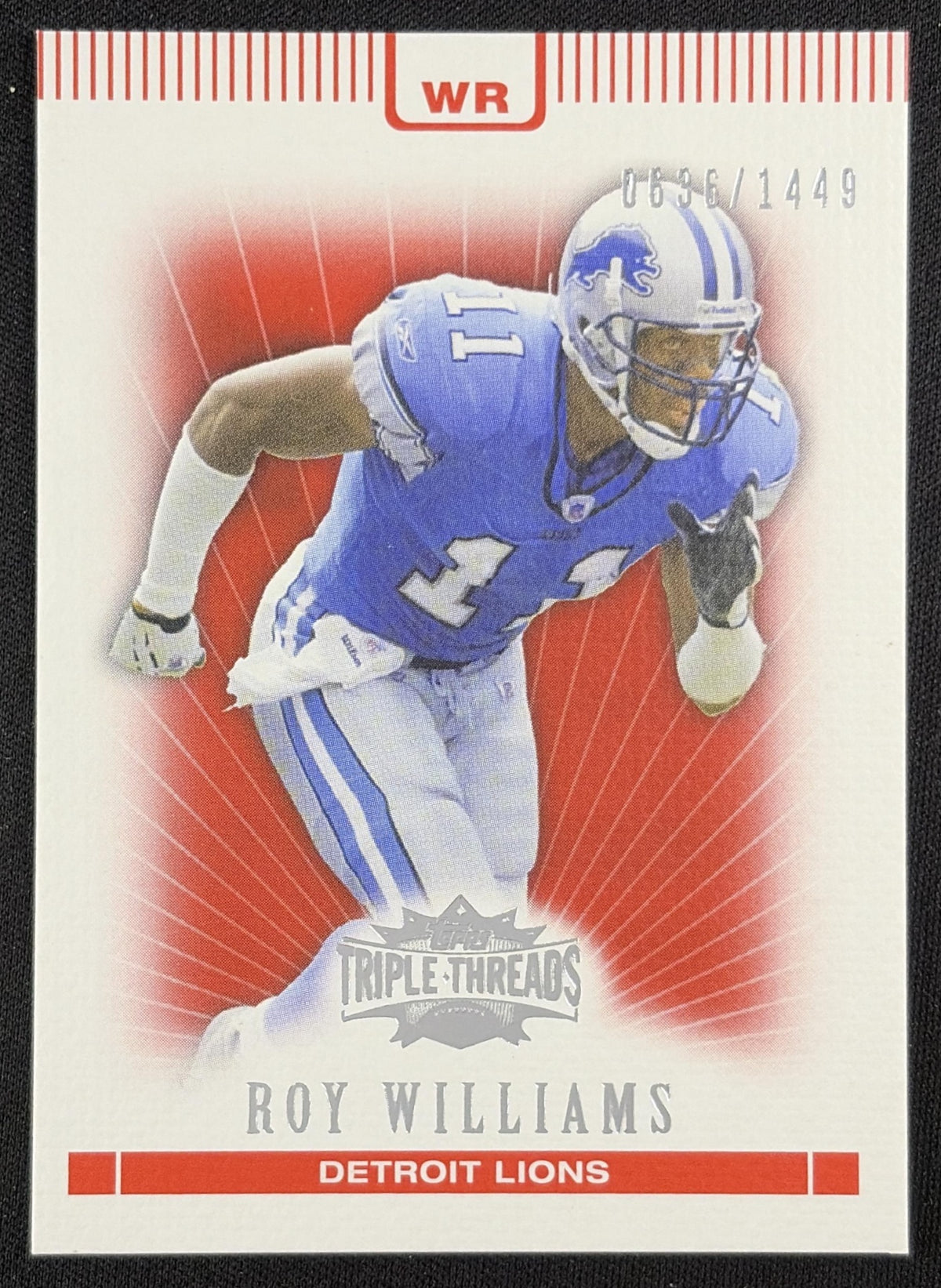 Roy Williams 2007 Topps Triple Threads /1449 Lions