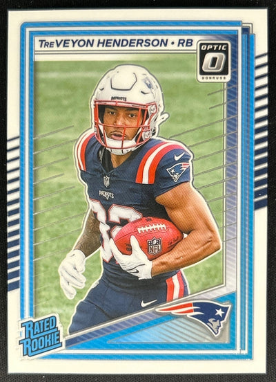 TreVeyon Henderson 2025 Donruss Optic Rated Rookie Patriots Sports Trading Cards
