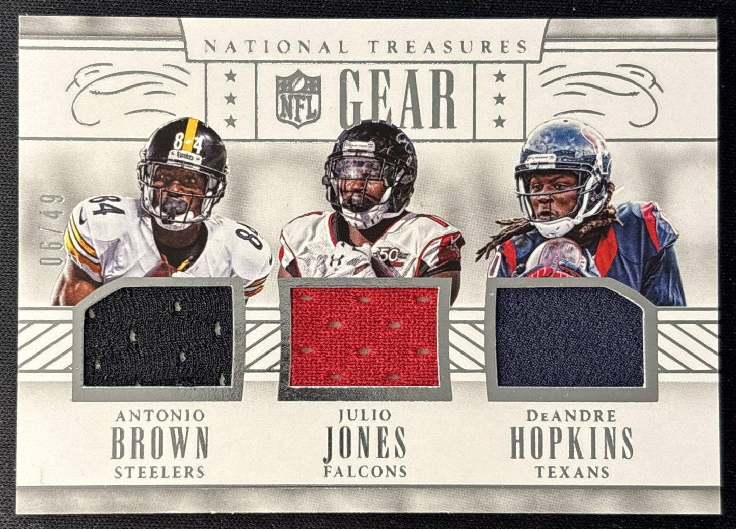 DeAndre Hopkins Antonio Brown Julio Jones 2016 National Treasures NFL Gear Trios /49 Falcons Texans Steelers