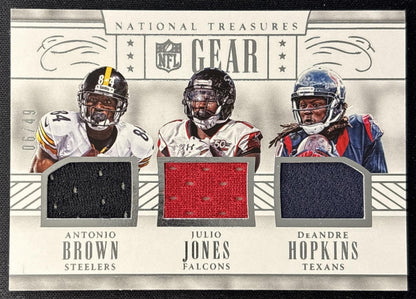DeAndre Hopkins Antonio Brown Julio Jones 2016 National Treasures NFL Gear Trios /49 Falcons Texans Steelers