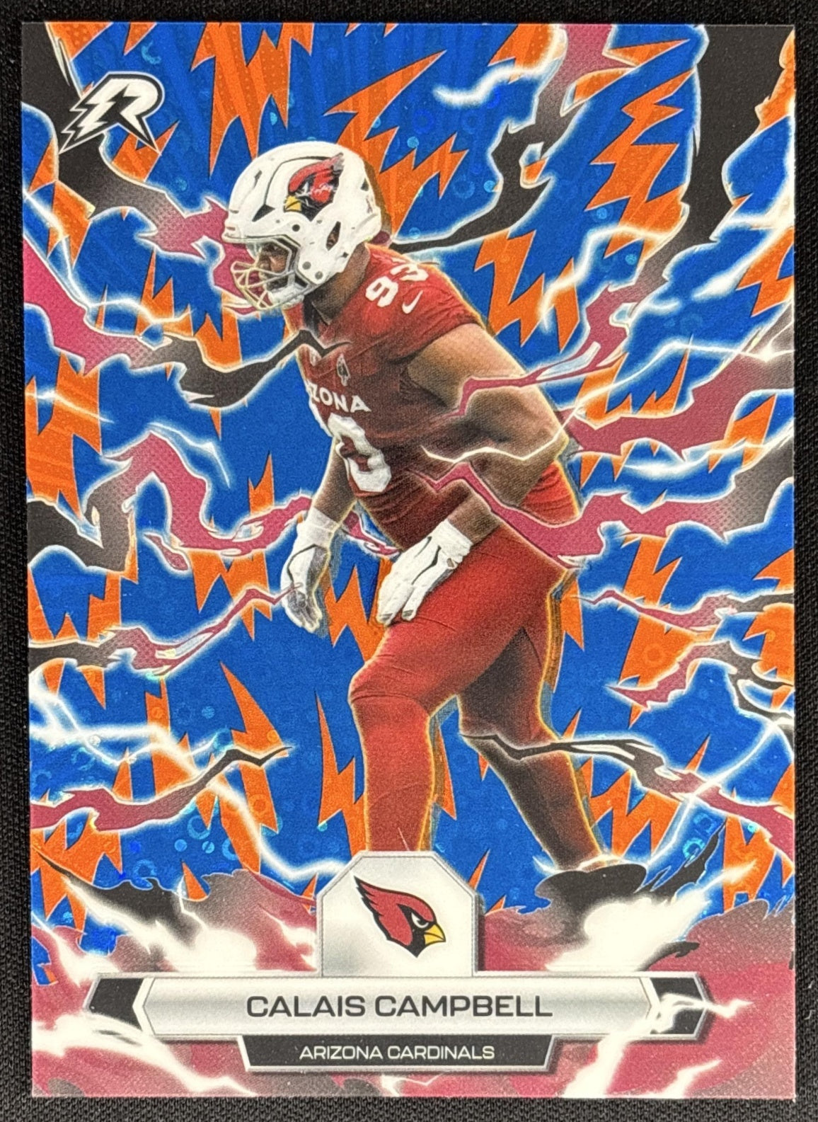 Calais Campbell 2025 Topps Resurgence Blue and Orange Spark Refractor Cardinals