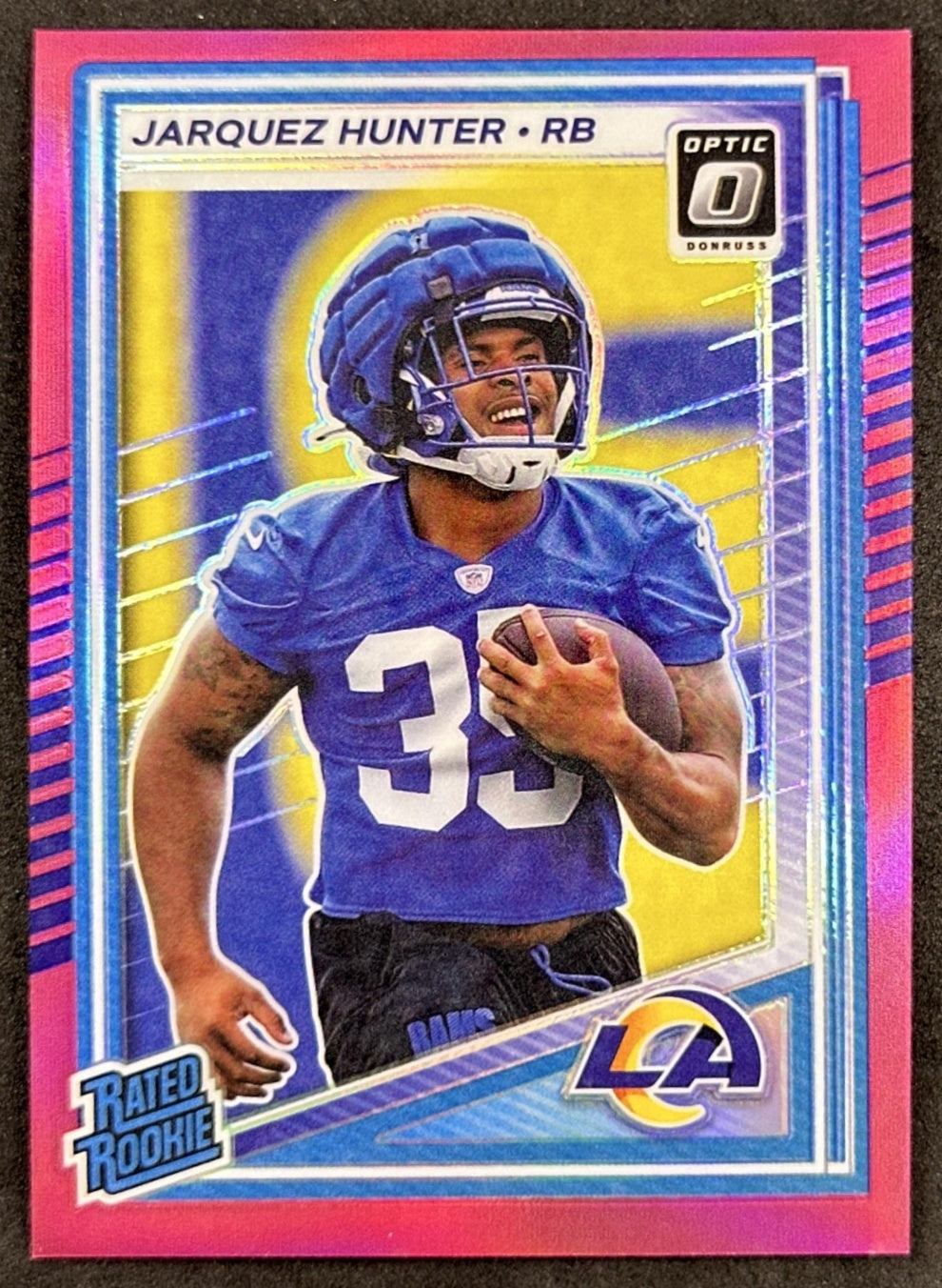Jarquez Hunter 2025 Panini Donruss Optic Rated Rookie Pink Prizm Rams