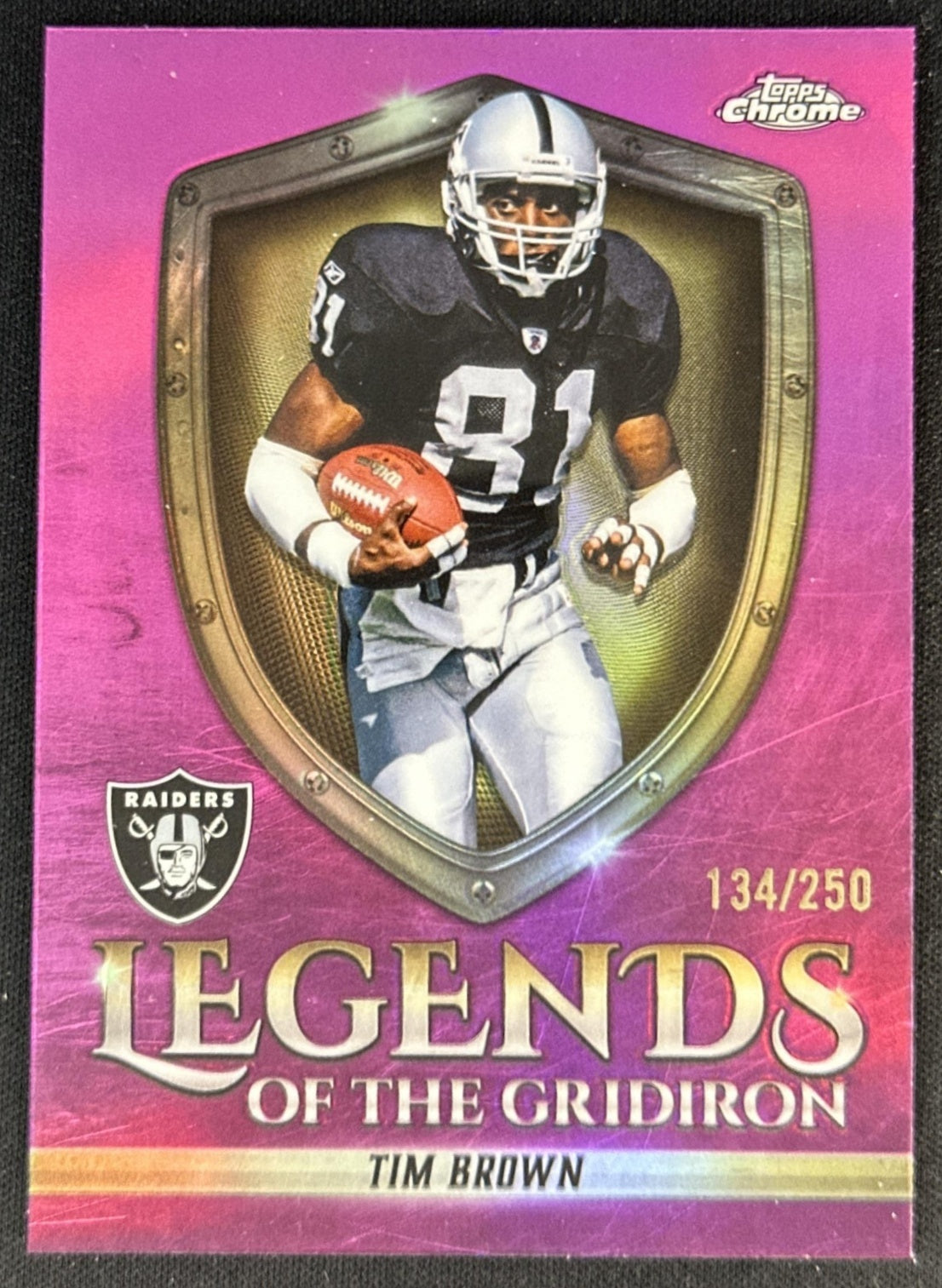 Tim Brown 2025 Topps Chrome Legends of the Gridiron Pink Refractor /250 Raiders