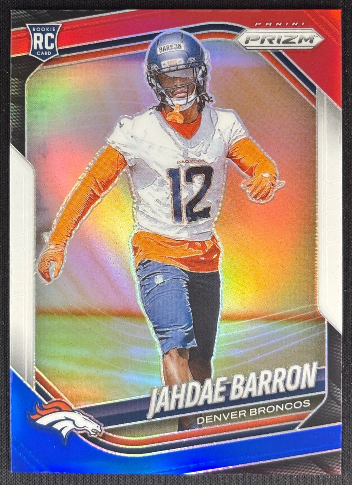 Jahdae Barron 2025 Prizm Red White & Blue Broncos Sports Trading Card