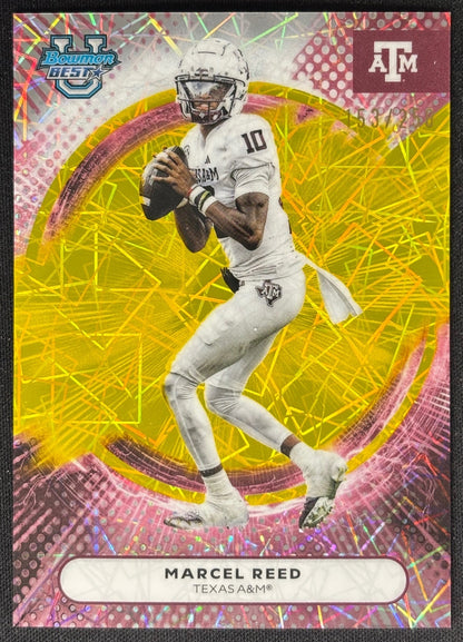 Marcel Reed 2025 Best University Yellow Lazer Refractor /250 Aggies - Front