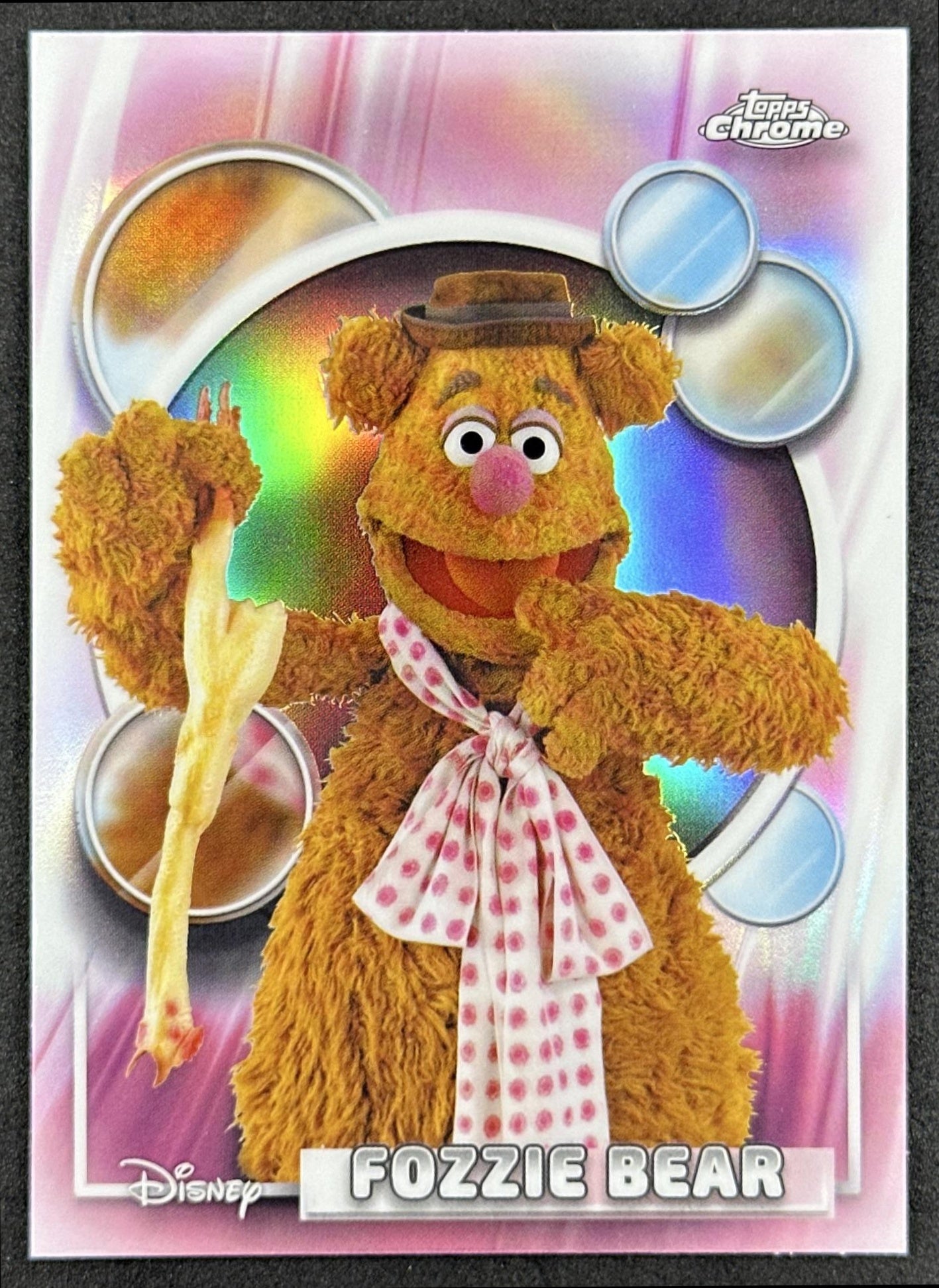 Fozzie Bear 2026 Topps Chrome Disney Refractor The Muppets Front