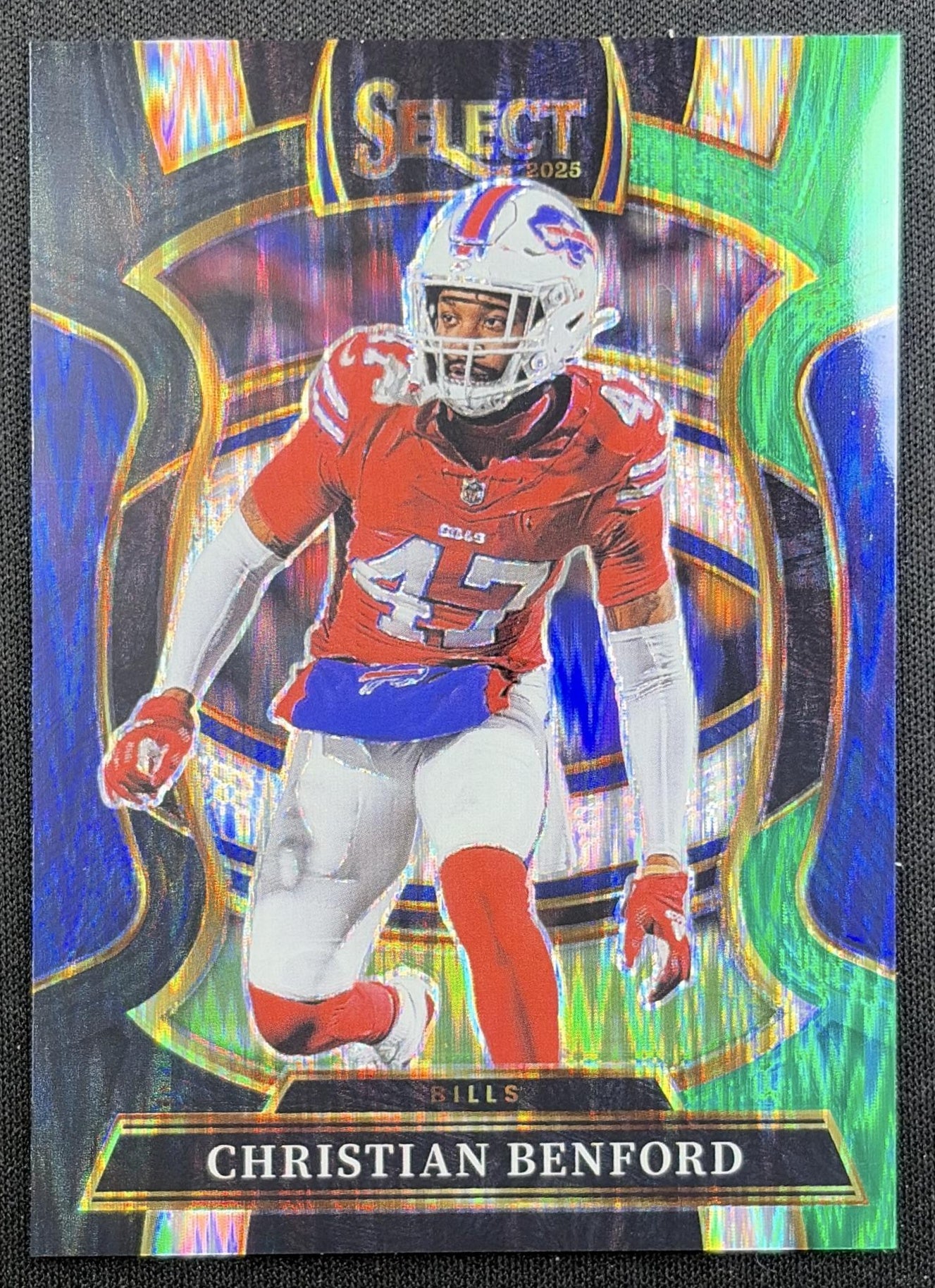 Christian Benford 2025 Panini Select Concourse Black and Green Prizm Shock Bills