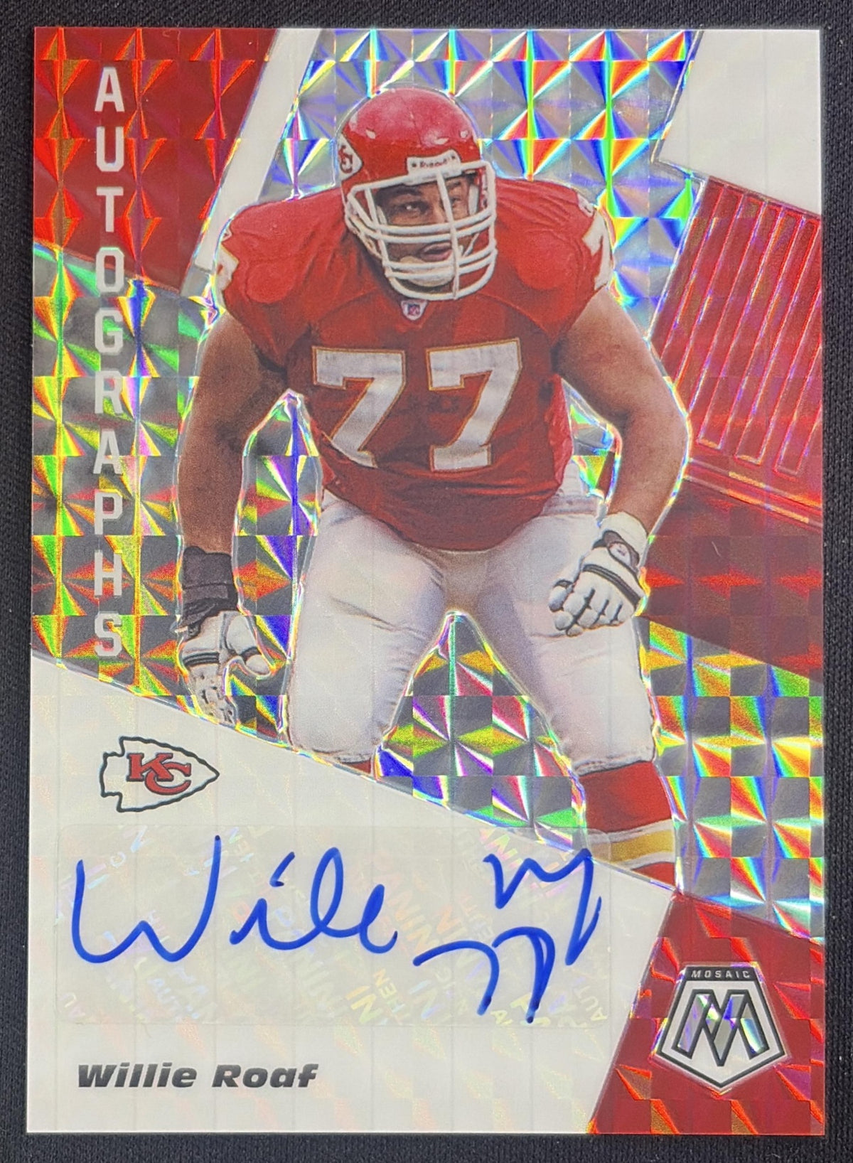 Willie Roaf 2020 Panini Mosaic Auto Mosaic Prizm Chiefs Sports Trading Card