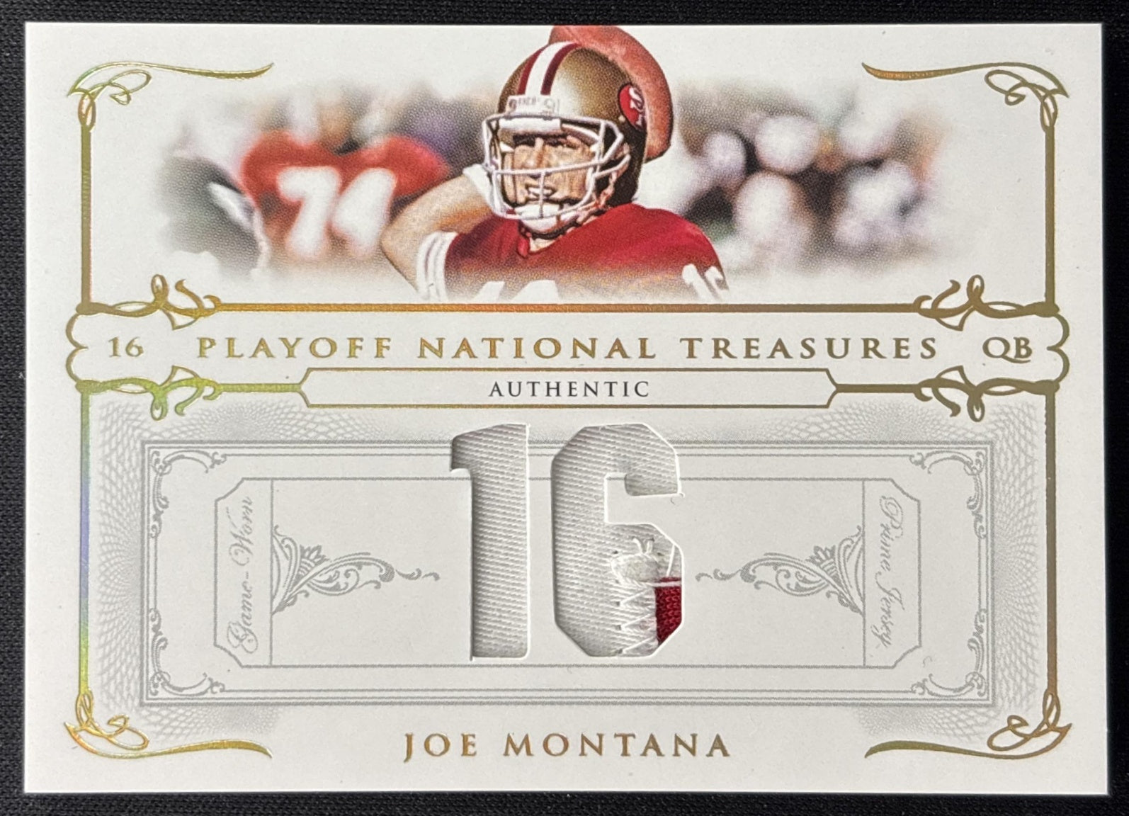 Joe Montana 2006 National Treasures Material Signature Jersey Numbers Prime /16 49ers Sports Trading Card