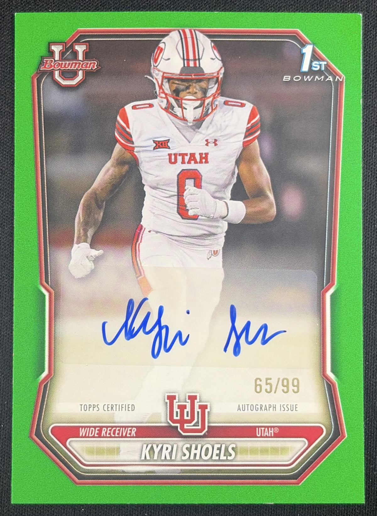 Kyri Shoels 2026 Bowman Paper Prospect Auto Green /99 Utes Sports Trading Card