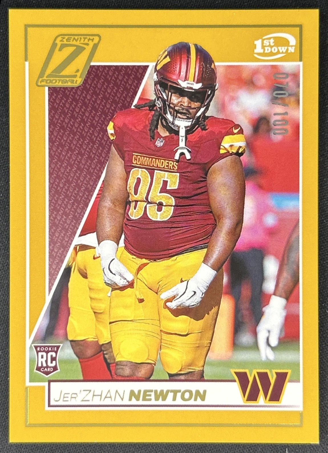 Jer'Zhan Newton 2024 Panini Zenith 1st Prospect Down /100 Commanders