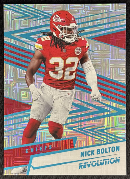 Nick Bolton 2025 Panini Revolution Teal Levels /499 Chiefs Sports Trading Cards