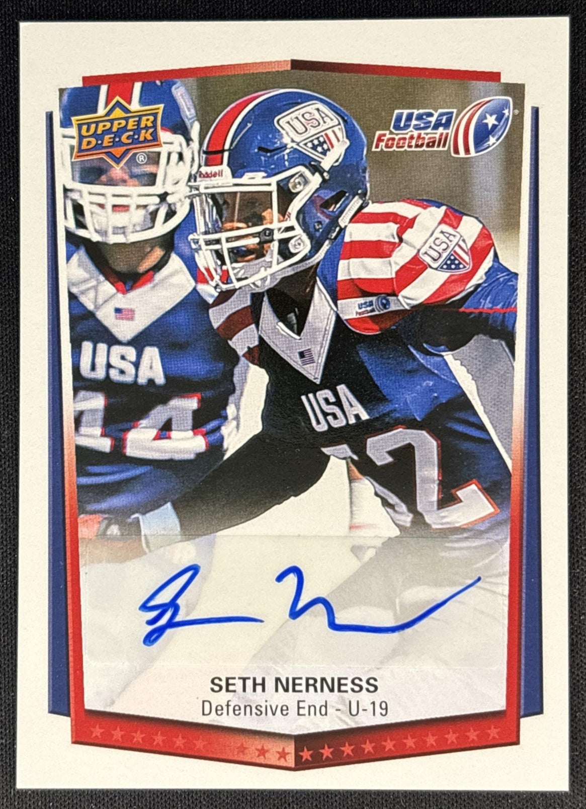 Seth Nerness 2015 Upper Deck USA Football Auto front