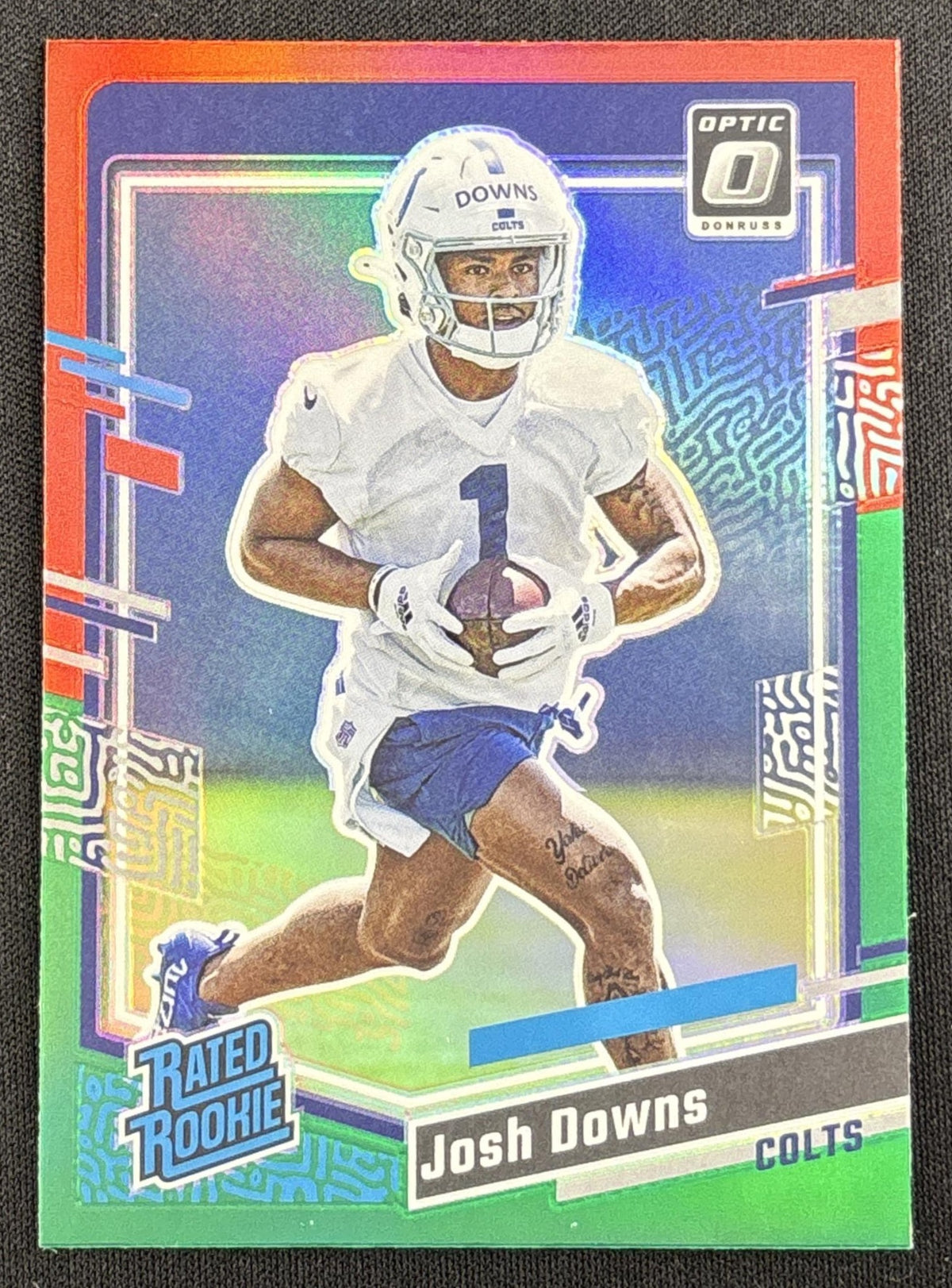 Josh Downs 2023 Panini Donruss Optic Rated Rookie Preview Red & Green Prizm Colts