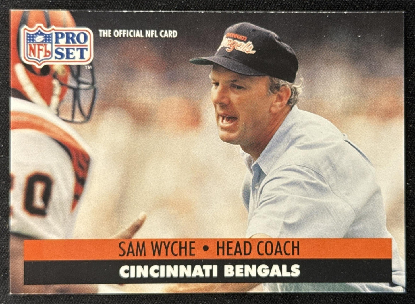 Sam Wyche 1991 Pro Set FACT Mobil Bengals Cincinnati Bengals Sports Trading Card