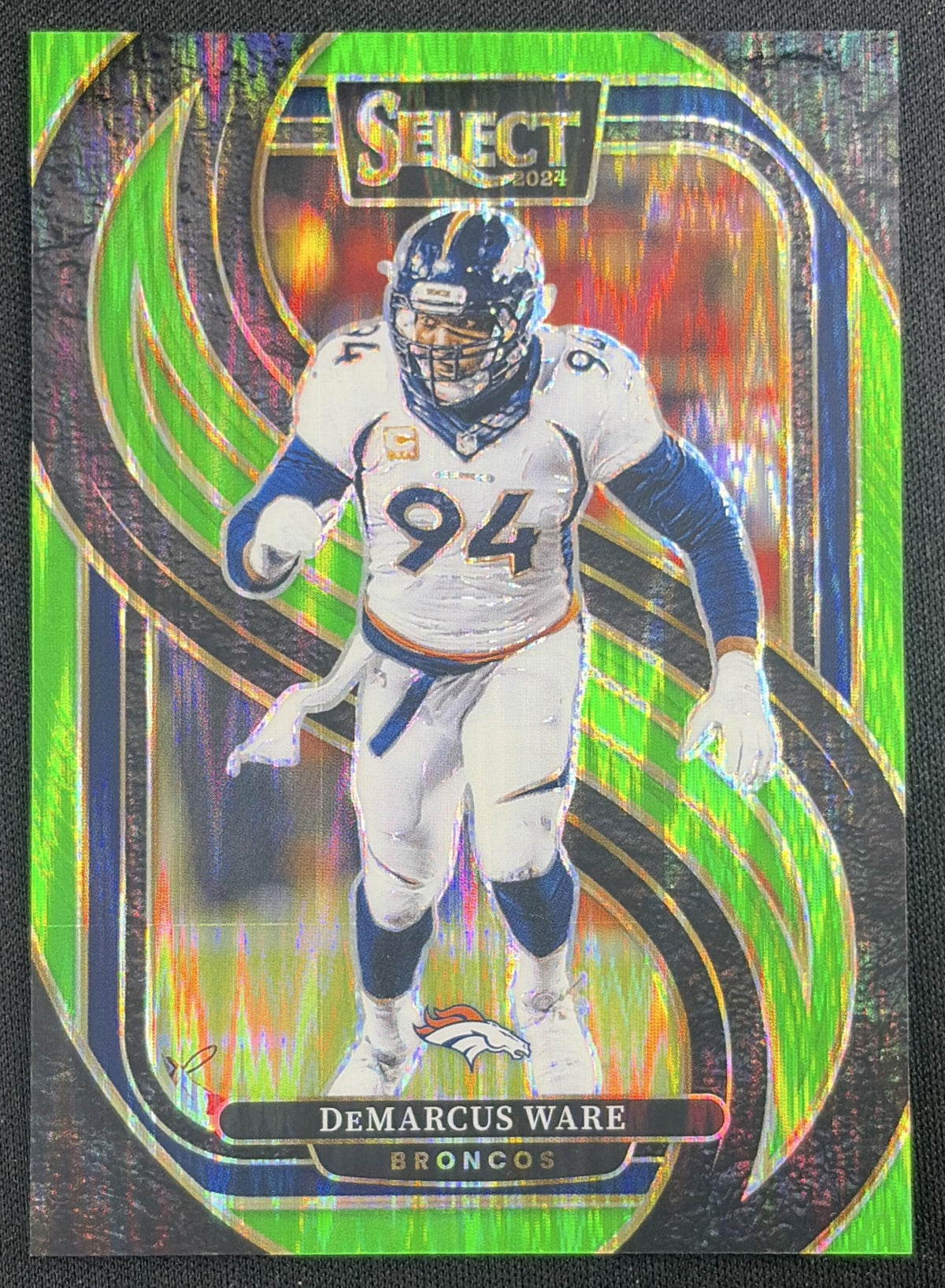 DeMarcus Ware 2024 Panini Select Premier Neon Green Prizm Shock /499 Broncos
