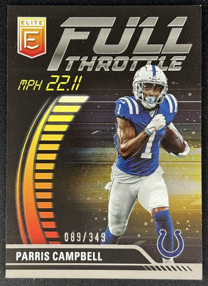 Parris Campbell 2023 Panini Donruss Elite Full Throttle /349 Colts Sports Trading Cards