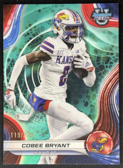 Cobee Bryant 2024 Bowman Best University Aqua Refractor /225 Jayhawks Sports Trading Cards