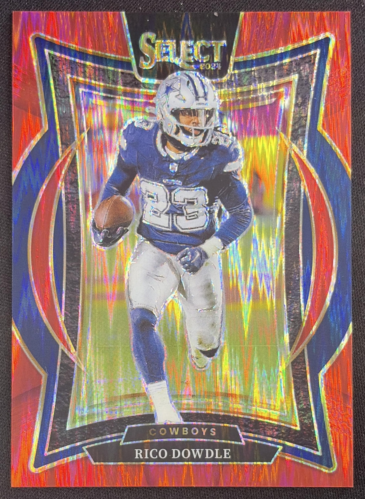 Rico Dowdle 2024 Panini Select Concourse Red Prizm Shock /249 Cowboys Sports Trading Card