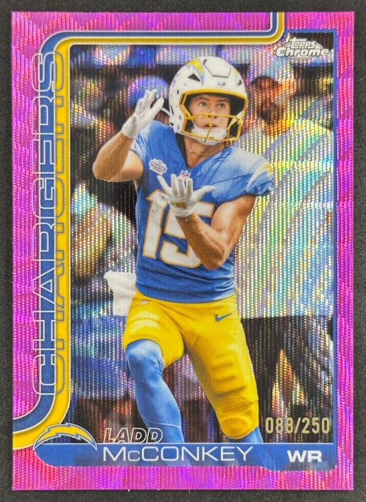 Ladd McConkey 2025 Topps Chrome Pink Wave Refractor /250 Chargers