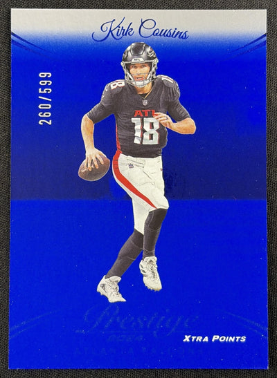 Kirk Cousins 2024 Panini Prestige Blue Xtra Points /599 Falcons