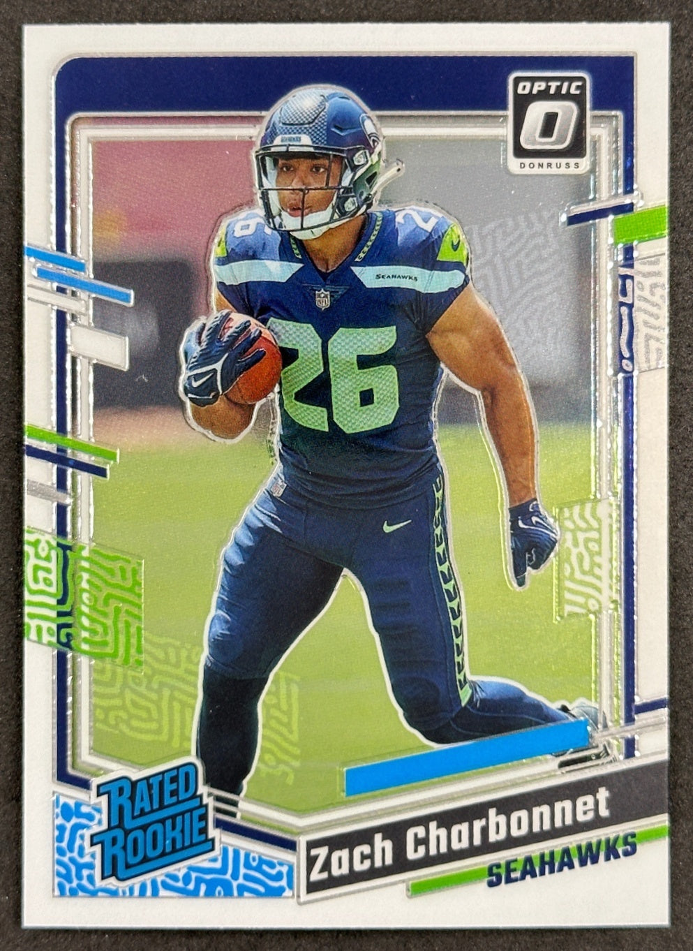 Zach Charbonnet 2023 Donruss Optic Rated Rookie Seahawks Trading Card